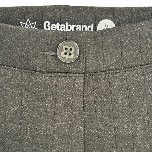 BetaBrand Straight Leg Yoga / Dress Pants Black Pinstriped Medium Long - Picture 9 of 9